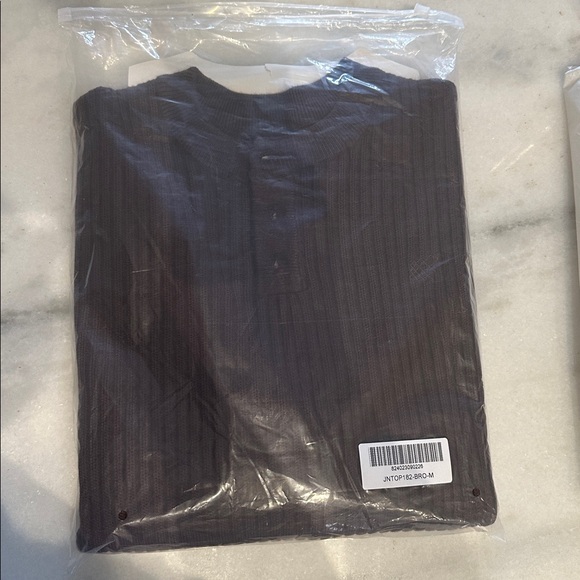 Jed North Brown Ribbed Henley Sweater M - Picture 7 of 8